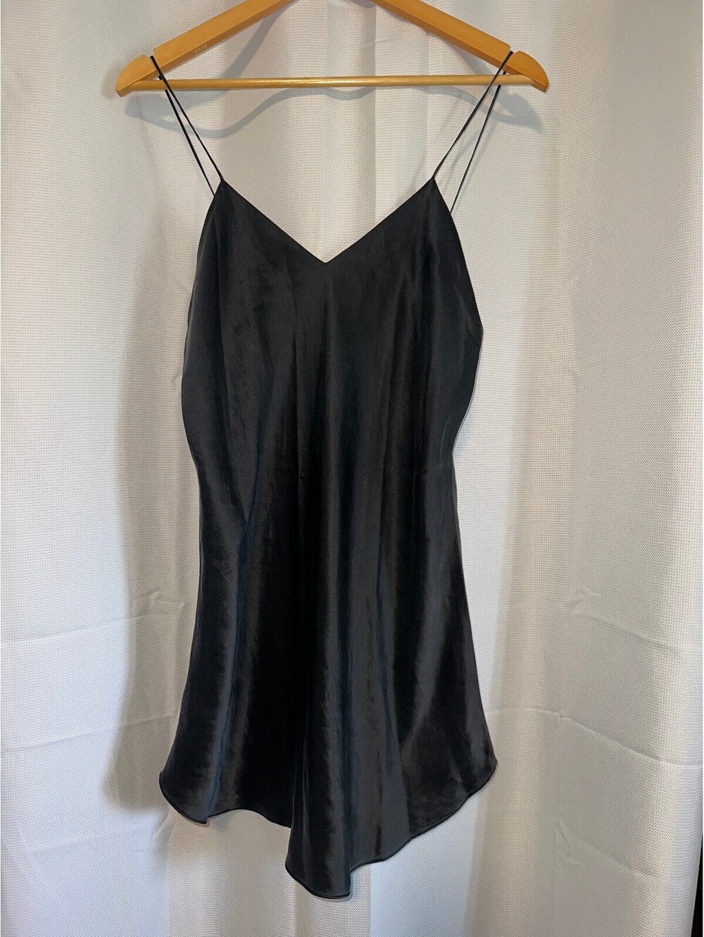 VTG Rare Black Four Season 100% Silk Slip Sleepwear Dress M